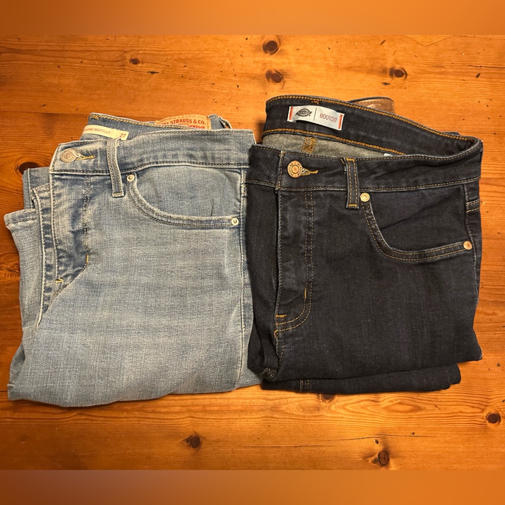 Dark Blue Dickies and Light Blue Levi’s Bootcut Jeans Bundle